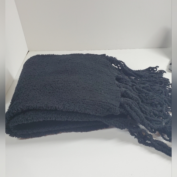 Black Chenille Fringe Scarf - Picture 6 of 10